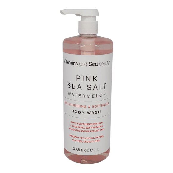 Vitamins And Sea Beauty Pink Sea Salt Watermelon Body Wash 33.8oz Jumbo Size - Picture 1 of 6